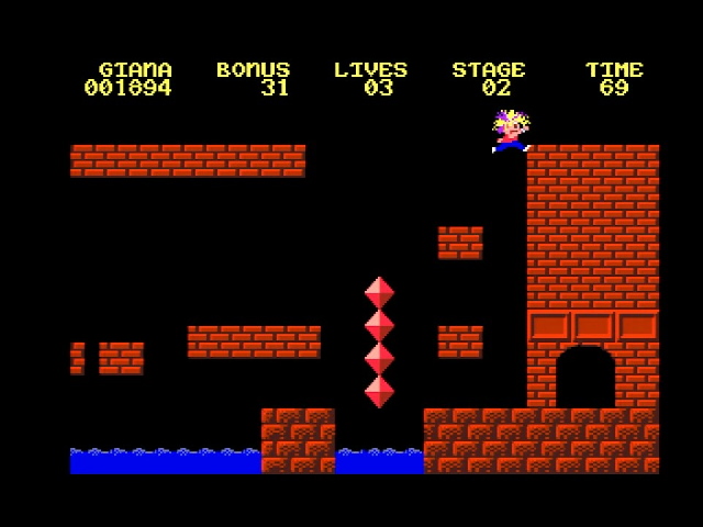 Gameplay of "Great Giana Sisters" on the Commodore Amiga