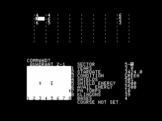 "Star Trek gameplay in BASIC on an Apple II